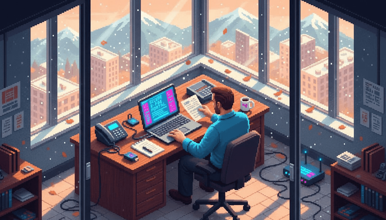 Man reviewing secure e-fax document